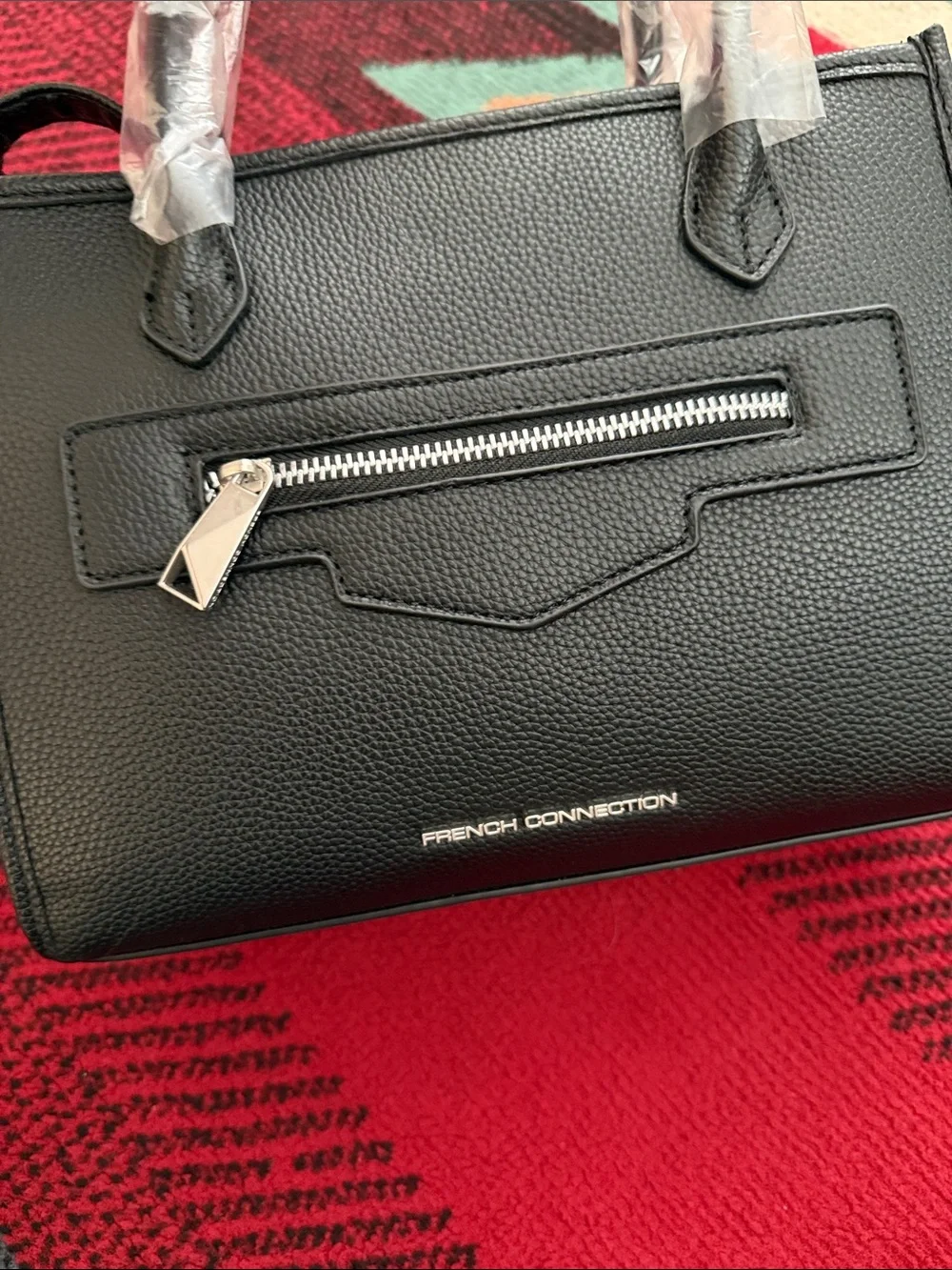 French Connection Black Structured Top-Handle Satchel
